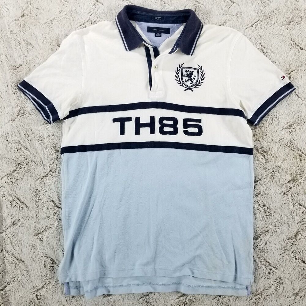 TOMMY HILFIGER Shirt Polo Mens L Custom Fit Short sleeve Collared Rugby